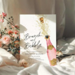 Invitation Brunch et Fête des mariées Bubbly Champagne Invita<br><div class="desc">Brunch au champagne rose et or et invitation à la douche nuptiale Bubbly. Conçu avec une belle bouteille de Champagne aquarelle. Objets correspondants dans notre magasin Cava Party Design.</div>