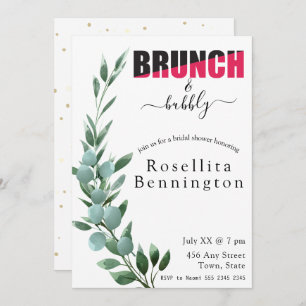 Invitation Brunch et Fête des mariées Bubbly Eucalyptus