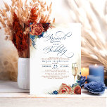 Invitation Brunch et Fête des mariées Bubbly Marine en terre<br><div class="desc">Pampas herbe et bleu marine,  fleurs de terre cuite invitation à la douche nuptiale - Brunch et Bubbly</div>