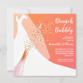 Invitation Brunch et Fête des mariées Bubbly Orange (Devant)
