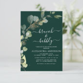 Invitation Brunch et Fête des mariées bulle QR Code Eucalyptu (Debout devant)