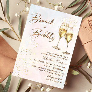 Invitation Brunch et Fête des mariées champagne Bubbly