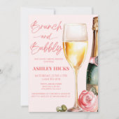 Invitation Brunch et Fête des mariées champagne Bubbly Mimosa (Devant)