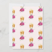 Invitation Brunch et Fête des mariées champagne rose Bubbly (Dos)