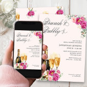 Invitation Brunch et Fête des mariées champagne rose Bubbly
