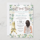 Invitation Brunch et Fête des mariées de cactus vert à la men (Devant)