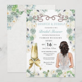 Invitation Brunch et Fête des mariées de cactus vert à la men (Devant / Derrière)