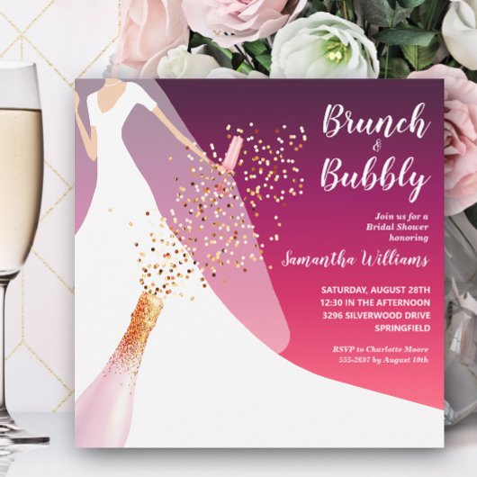 Invitation Brunch et Fête des mariées de cerisier Bubbly