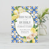 Invitation Brunch et Fête des mariées de citron jaune mousseu (Debout devant)