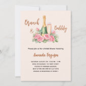 Invitation Brunch et Fête des mariées de fleurs roses mousseu (Devant)