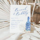 Invitation Brunch et Fête des mariées de script bleu bulle