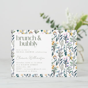 Invitation Brunch et Fête des mariées fleurie Bubbly Spring