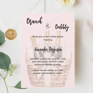 Invitation Brunch et Fête des mariées rose bulle