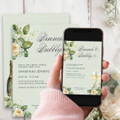 Invitation Brunch et Fête des mariées Rose de champagne Bubbl