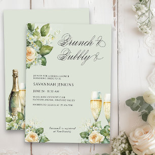 Invitation Brunch et Fête des mariées Rose de champagne Bubbl