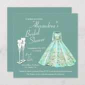 Invitation Brunch et Fête des mariées verte Bubbly Sage (Devant / Derrière)