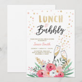 Invitation Brunch et or pétillant Champagne de rose de Fête (Devant / Derrière)