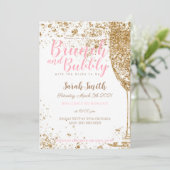 Invitation Brunch et paillettes rayures roses pétillantes (Debout devant)