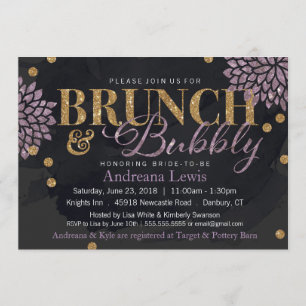 Invitation Brunch et Parties scintillant Bubbly Aquarelle dou