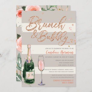 Invitation Brunch et Parties scintillant de  Rose Fête des ma