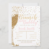 Invitation Brunch et parties scintillant en or Bubbly avec po (Devant)