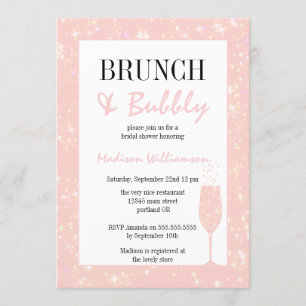 Invitation Brunch et Parties scintillant rose mousseuse Verre