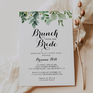 Invitation Brunch Eucalyptus vert avec douche de mariée
