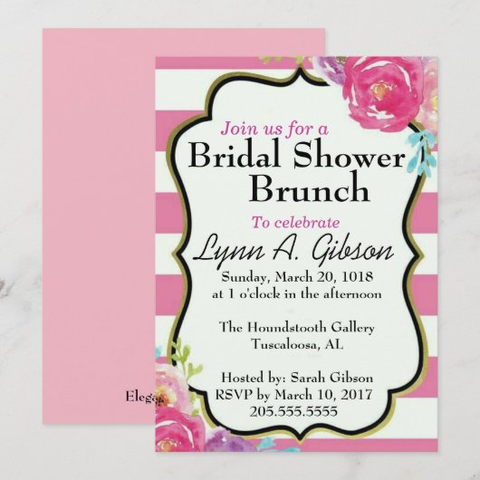 Invitation Brunch Fête de l'mariée (Devant / Derrière)