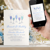 Invitation Brunch & Fête des mariées Bleue