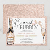 Invitation Brunch & Fête des mariées Bubbly Blush Gold (Devant / Derrière)