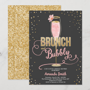 Invitation Brunch & Fête des mariées Bubbly Blush Gold Champa