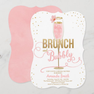 Invitation Brunch & Fête des mariées Bubbly Blush Gold Champa