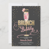 Invitation Brunch & Fête des mariées Bubbly Blush Gold Champa (Devant)