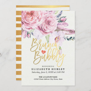 Invitation Brunch & Fête des mariées Bubbly Boho Floral Feath
