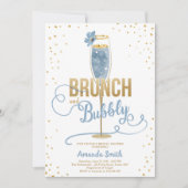 Invitation Brunch & Fête des mariées Bubbly Champagne d'or bl (Devant)