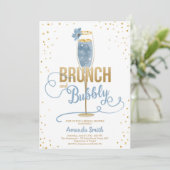 Invitation Brunch & Fête des mariées Bubbly Champagne d'or bl (Debout devant)