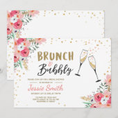 Invitation Brunch & Fête des mariées Bubbly Champagne d'or ro (Devant / Derrière)