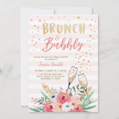 Invitation Brunch & Fête des mariées Bubbly Champagne d'or ro (Devant)