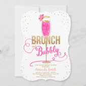 Invitation Brunch & Fête des mariées Bubbly Champagne rose ch (Devant)