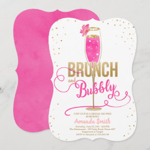 Invitation Brunch & Fête des mariées Bubbly Champagne rose ch