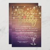 Invitation Brunch & Fête des mariées Bubbly Champagne Verre B (Devant / Derrière)