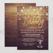 Invitation Brunch & Fête des mariées Bubbly Champagne Verre B (Devant / Derrière)