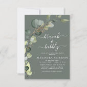 Invitation Brunch & Fête des mariées Bubbly Eucalyptus vert (Devant)