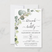 Invitation Brunch & Fête des mariées Bubbly Eucalyptus vert (Devant)