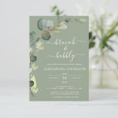 Invitation Brunch & Fête des mariées Bubbly Eucalyptus vert (Debout devant)