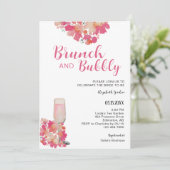 Invitation Brunch & Fête des mariées Bubbly Floral Pink Chic (Debout devant)