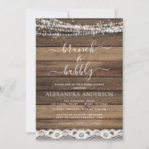 Invitation Brunch & Fête des mariées Bubbly Rustic Farmhouse