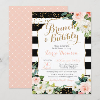 Invitation Brunch & Fête des mariées florale Bleu Bleu