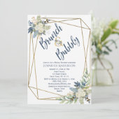 Invitation Brunch & Fête des mariées Florale Bleue (Debout devant)