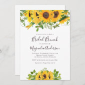 Invitation Brunch Fête des mariées tournesol (Devant / Derrière)